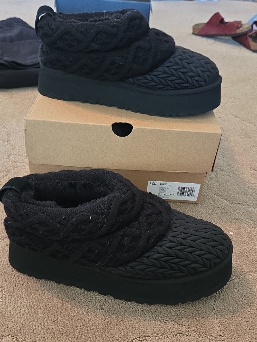 UGG Women's Black Quilted Knit Slip-On Booties